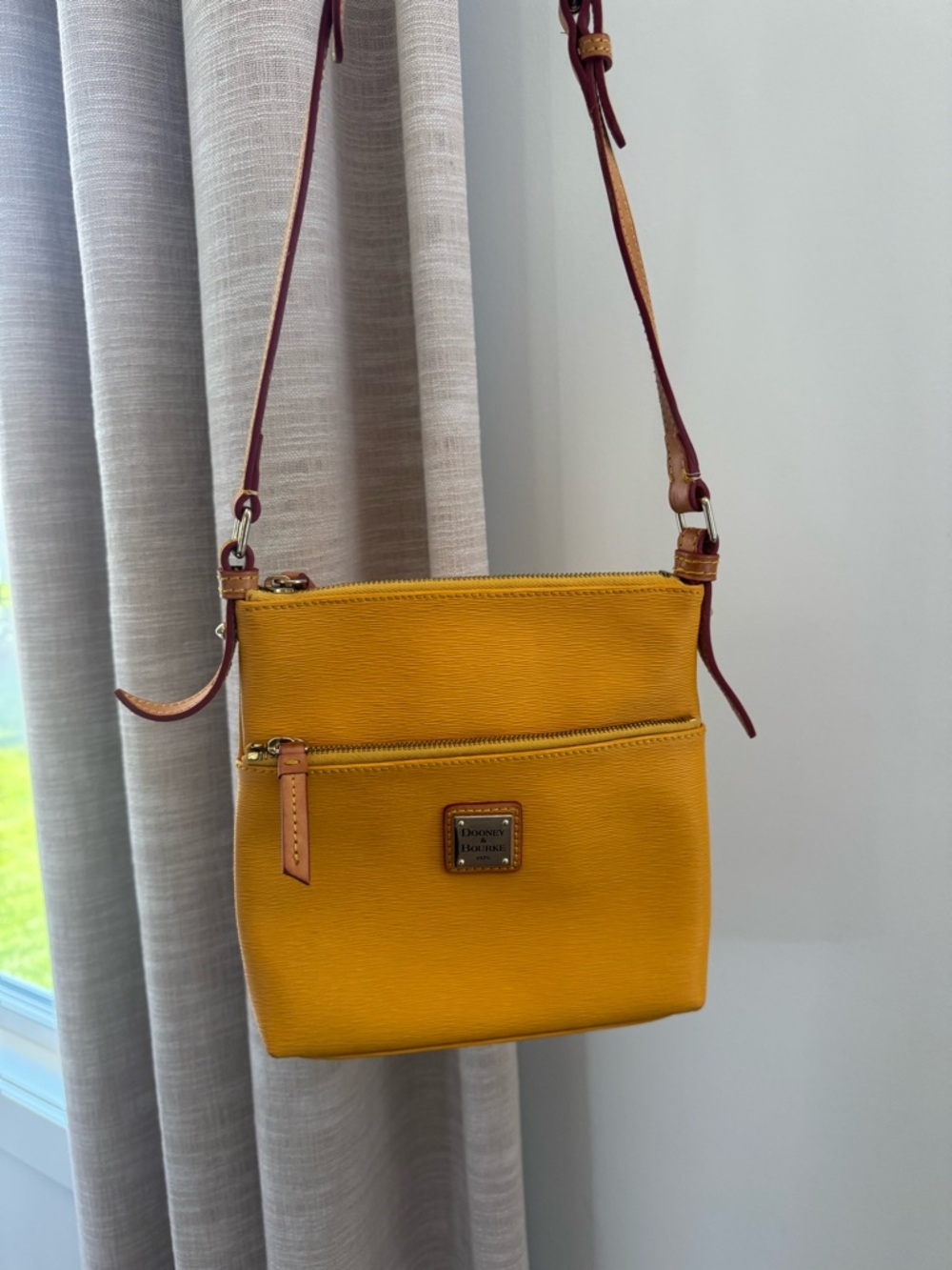 Dooney & Bourke Yellow Crossbody with Brown Strap